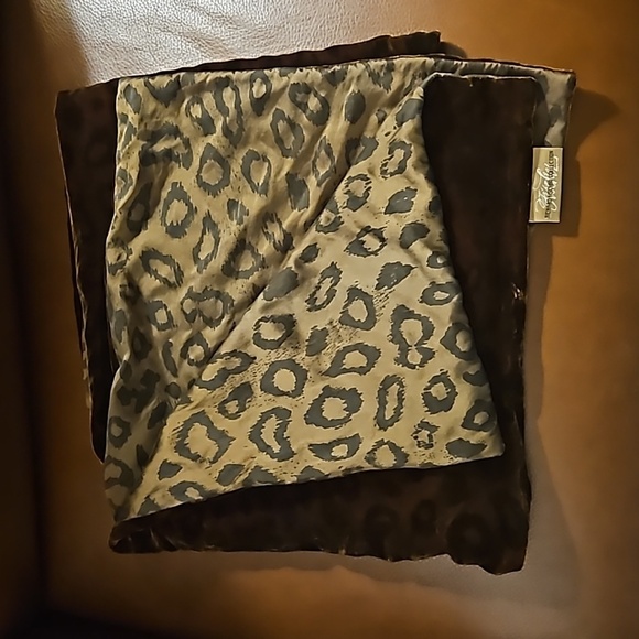 VTG RICHARD FISCHER Brown Velvet Silk Leopard Print Lined Scarf Stole - Picture 4 of 7